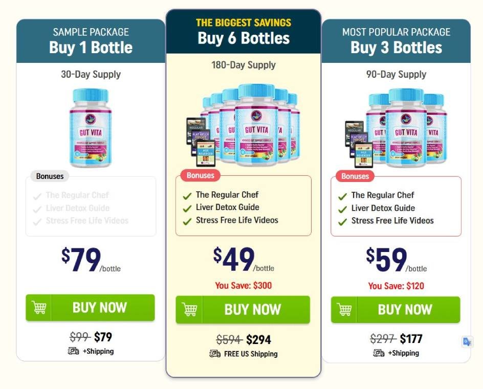 Gut Vita bottle pricing information